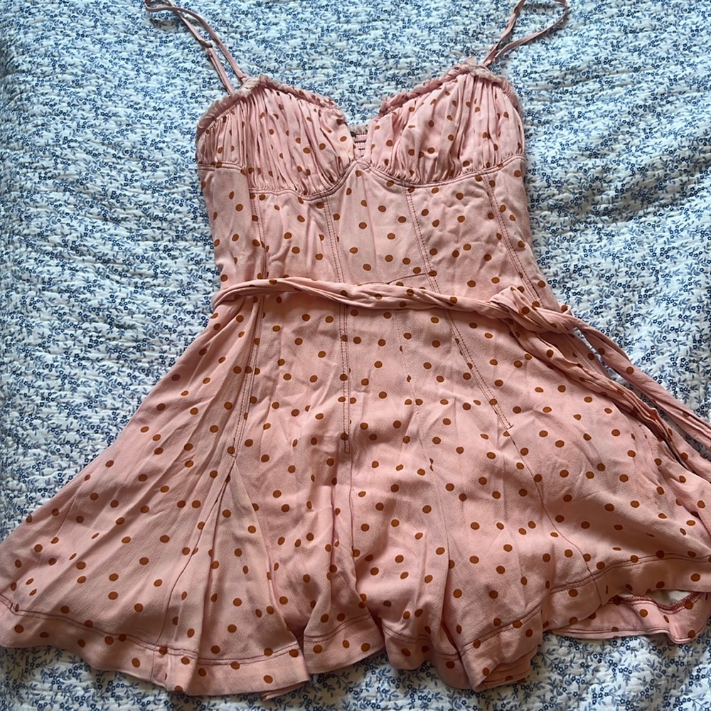 Free people polka dot pink romper